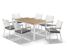 Corfu table with Astra chairs  7pc Outdoor Teak Setting  