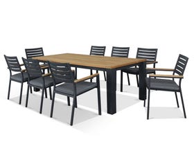 Corfu Table with Astra chairs  9pc Outdoor Teak Setting  