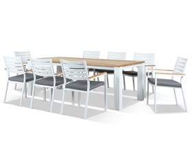 Corfu with Astra 9pc Outdoor Setting -Matte White 