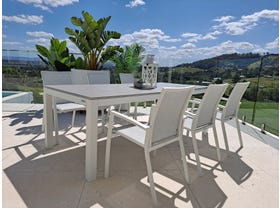 Danli Ceramic Table with Sevilla Dining Chairs 7pc Outdoor Dining Setting