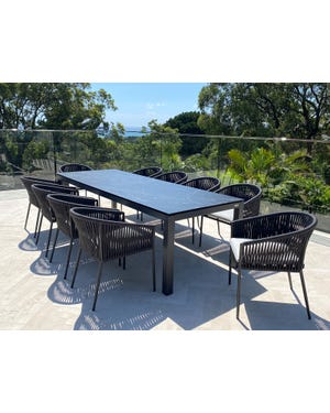 Danli Ceramic Table with Gizella  Chairs 11pc Outdoor Dining Setting