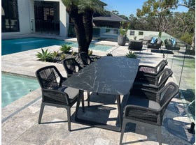Elko Ceramic Dining Table with Serang Rope Chairs 7pc Outdoor Dining Setting