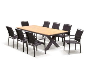 Fox Table with Verde Chairs 9pc Outdoor Dining Setting 