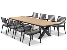 Fox Table with Astra Chairs 9pc Outdoor Dining Setting 