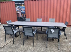 FLOOR STOCK SALE - Mona Extension Table with Sevilla Padded Chairs 9pc Outdoor Dining Setting