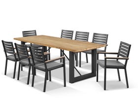 Laguna Table with Astra Chairs 9pc Outdoor Dining Setting 