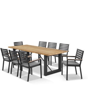 Laguna Table with Astra Chairs 9pc Outdoor Dining Setting 