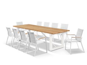 Laguna Table with Sevilla Teak Arm Chairs 11pc Outdoor Dining Setting 