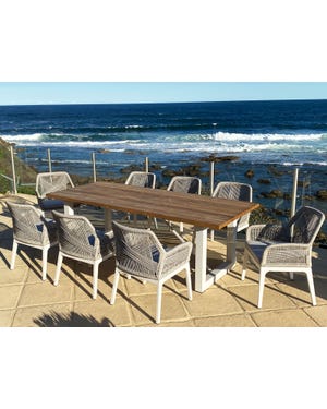Laguna Table with Serang Chairs 9pc Outdoor Dining Setting 
