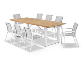 Laguna Table with Sevilla Rope Chairs 9pc Outdoor Dining Setting 