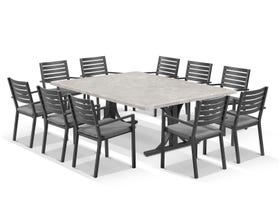 Luna 210cm Table with Mayfair Chairs 11pc Outdoor Dining Setting 