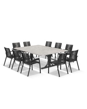 Luna 210cm Table with Sevilla Chairs 11pc Outdoor Dining Setting 