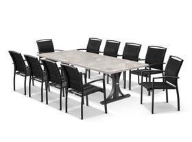 Luna 250cm Table with Verde Chairs 11pc Outdoor Dining Setting 