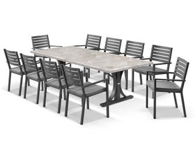 Luna 250cm Table with Mayfair Chairs 11pc Outdoor Dining Setting 
