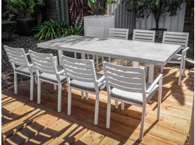 Marbella Concrete Table with Mayfair Chairs 9pc Outdoor Dining Setting