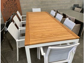 FLOORSTOCK SALE - Barcelona Table With Meribel Chairs 9pc Outdoor Dining Setting