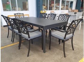 FLOORSTOCK SALE- Bronte Extension Table with Florentine Chairs 9pc Outdoor Dining Setting
