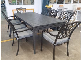 FLOORSTOCK SALE- Bronte Extension Table with Florentine Chairs 9pc Outdoor Dining Setting