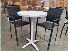 FLOORSTOCK SALE- Vogue Bar Table with Verde Bar Chairs 3pc Outdoor bar Setting