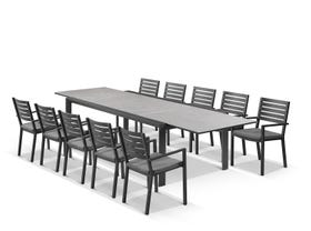 Mona Ceramic Extension Table with Mayfair Chairs 11pc Outdoor Dining Setting