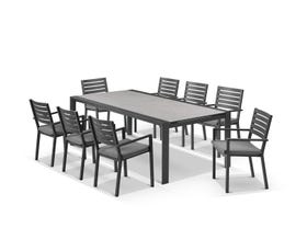 Mona Ceramic Extension Table with Mayfair Chairs 13pc Outdoor Dining Setting