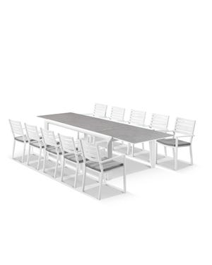 Mona Ceramic Extension Table with Mayfair Chairs 11pc Outdoor Dining Setting