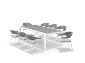 Mona Ceramic Extension Table with Nivala Chairs 13pc Outdoor Dining Setting