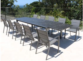 Mona Ceramic Extension Table with Sevilla Padded Chairs 11pc Outdoor Dining Setting
