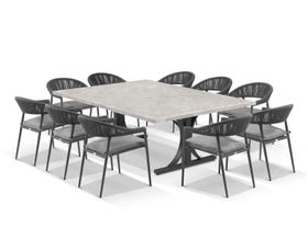 Luna 210cm Table with Nivala Chairs 11pc Outdoor Dining Setting 