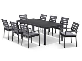 Bronte Extension table with Twain Chairs  11pc Outdoor Dining Setting