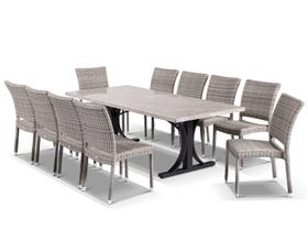 Luna 220 Table with Lucerne Chairs 11pc Outdoor Dining Setting