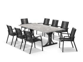 Luna 220cm Table with Sevilla Chairs 9pc Outdoor Dining Setting 