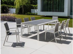 Mona Ceramic Extension Table with Sevilla Padded Chairs -11pc Outdoor Dining Setting 