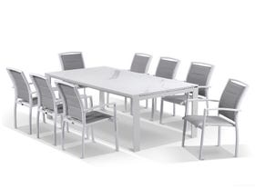 Mona Ceramic Extension Table with Verde Chairs -13pc Outdoor Setting 