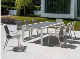 Mona Ceramic Extension Table with Sevilla Chairs -11pc Outdoor Dining Setting 