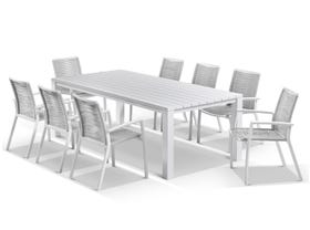 Adele table with Sevilla Rope Chairs 9pc Outdoor Dining Setting