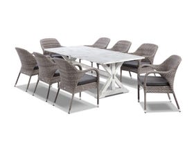 Vogue table with Essex  Chairs  - 9pc Outdoor Dining Setting