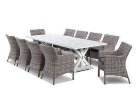 Vogue table with Maldives  Chairs  - 11pc Outdoor Dining Setting