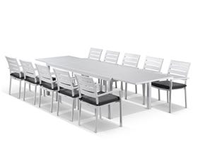 Bronte Extension table with Twain Chairs 11pc Outdoor Dining Setting