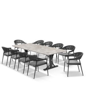 Luna 250cm Table with Nivala Chairs 11pc Outdoor Dining Setting 