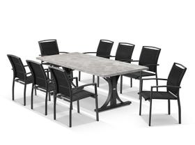 Luna 220cm Table with Verde Chairs 9pc Outdoor Dining Setting 