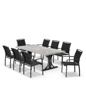 Luna 220cm Table with Verde Chairs 9pc Outdoor Dining Setting 