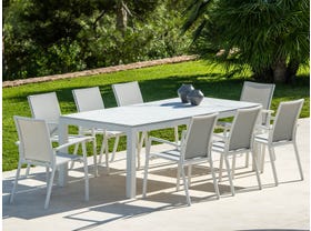 Danli Ceramic Table with Sevilla Chairs 9pc Outdoor Dining Setting
