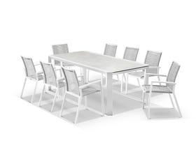 Tellaro Ceramic  Extension Table With Sevilla Rope Chairs 13pc Outdoor Dining Setting