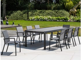 Mona Ceramic Extension Table with Sevilla Chairs -11pc Outdoor Dining Setting 