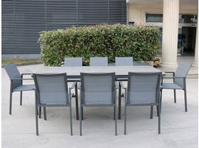 Leros Ceramic Table with Meribel Dining Chairs -9pc Outdoor Dining Setting- VIC ONLY 