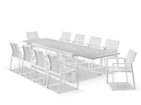 Tellaro Ceramic Extension Table With Meribel Chairs 11pc Outdoor Dining Setting