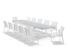 Tellaro Ceramic Extension Table With Meribel Chairs 13pc Outdoor Dining Setting