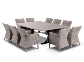 Luna 210cm Table with Maldives Chairs -11pc Outdoor Dining  Setting 