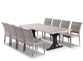 Luna 220 Table with Lucerne Chairs 9pc Outdoor Dining Setting